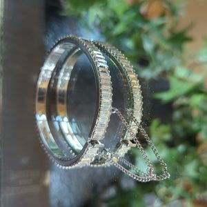 Vintage Silver Baguette Bracelet with Safety Chain